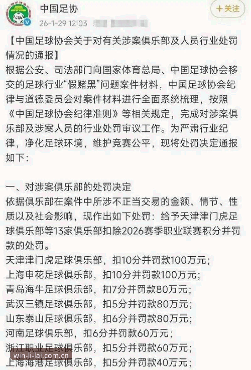 利来最新官网 中国足协第三批禁足名单公布:17人终身禁足,48人遭5年以下处罚的3大看点